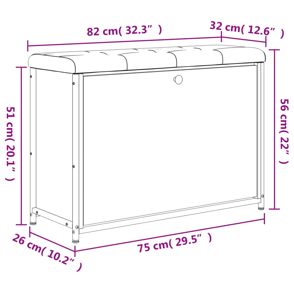 vidaXL Klop za čevlje s preklopnim predalom dimljen hrast 82x32x56 cm