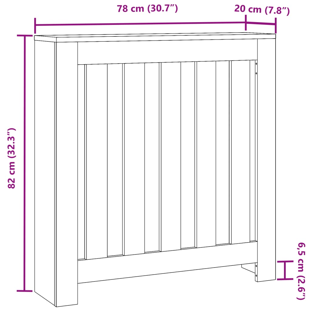 vidaXL Pokrov za radiator bel 78x20x82 cm inženirski les