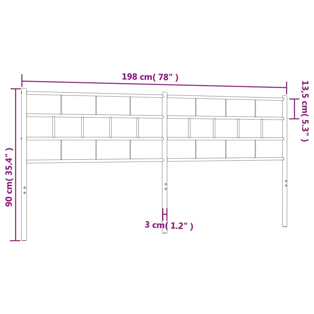 vidaXL Kovinsko posteljno vzglavje črno 193 cm