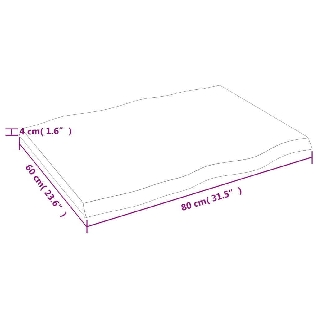 vidaXL Mizna plošča sv. rjava 80x60x(2-4) cm obdelana trdna hrastovina