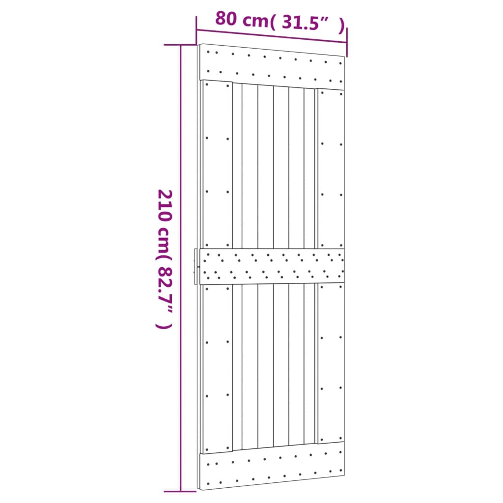 vidaXL Drsna vrata s kompletom vodil 80x210 cm trdna borovina