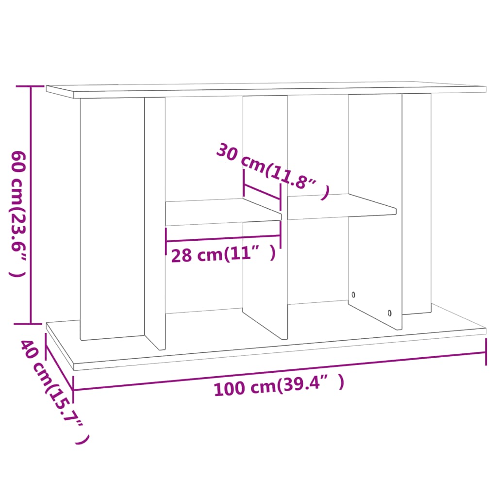 vidaXL Stojalo za akvarij črno 100x40x60 cm inženirski les