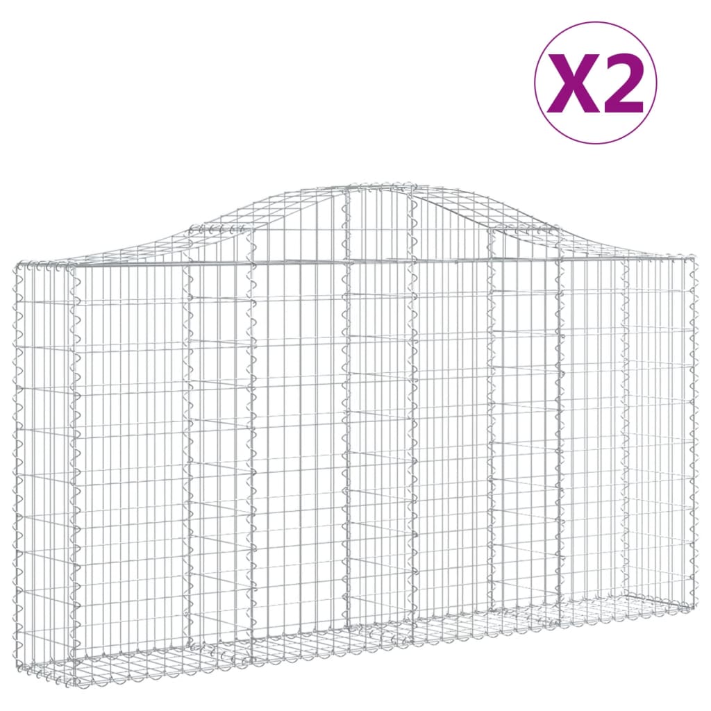 vidaXL Obokane gabion košare 2 kosa 200x30x100/120 cm pocinkano železo