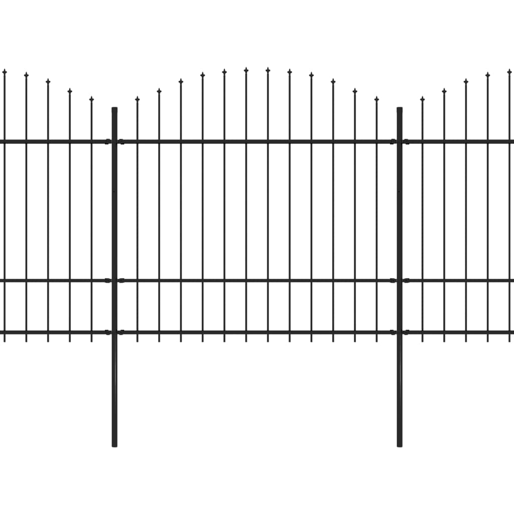 vidaXL Vrtna ograja s koničastimi vrhovi jeklo (1,5-1,75)x10,2 m črna