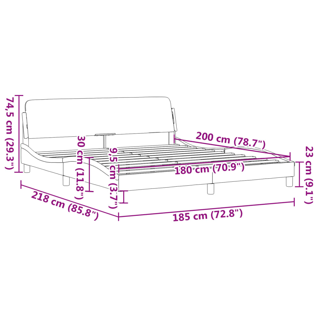 vidaXL Posteljni okvir z vzglavjem črn in bel 180x200 cm umetno usnje