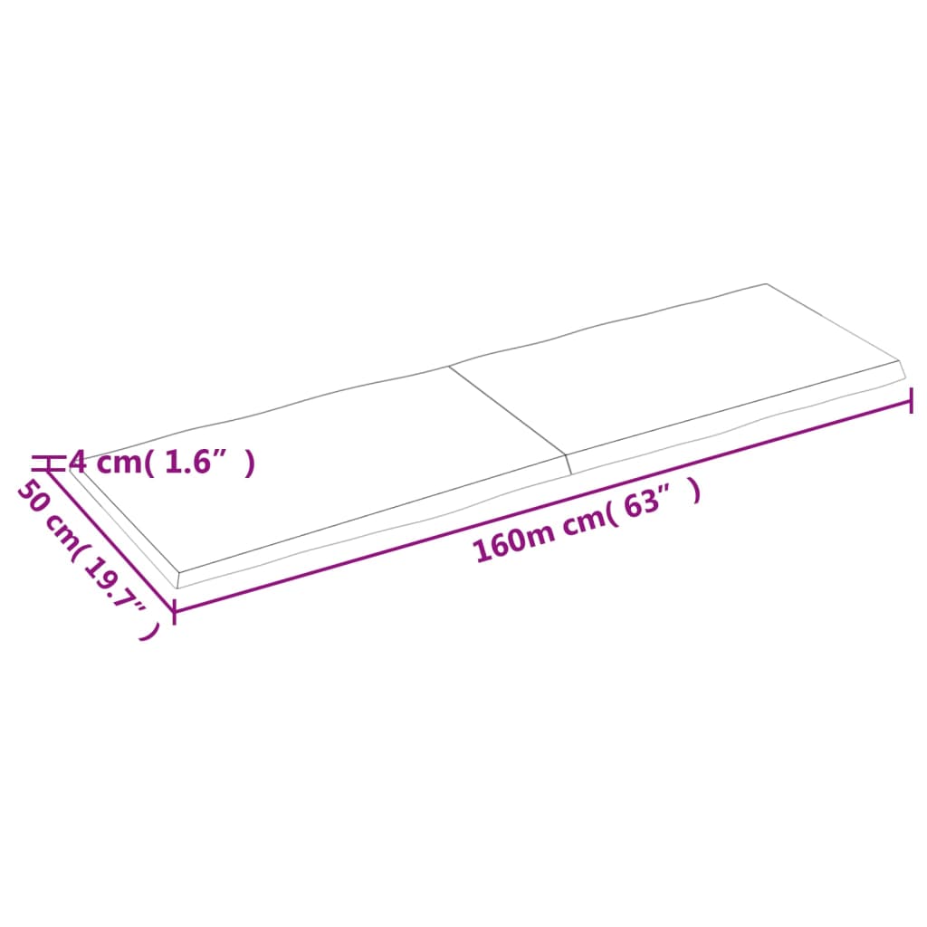 vidaXL Mizna plošča sv. rjava 160x50x(2-4)cm obdelana trdna hrastovina