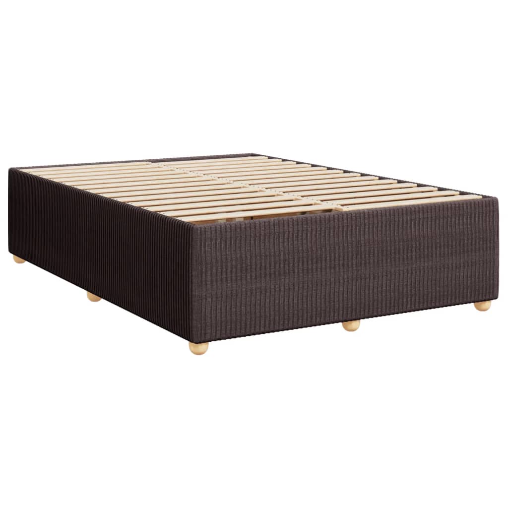 vidaXL Box spring postelja z vzmetnico temno rjava 140x200 cm blago