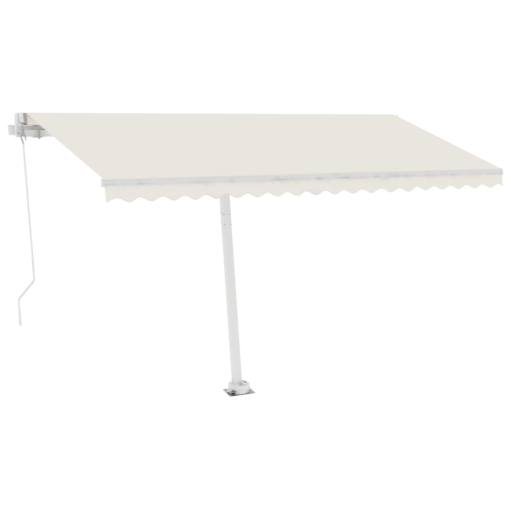 vidaXL Ročno zložljiva tenda z LED lučmi 400x350 cm krem