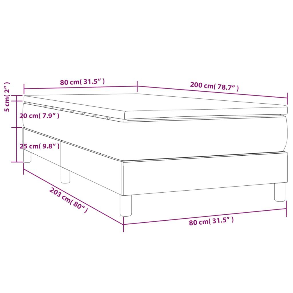 vidaXL Box spring postelja z vzmetnico črna 80x200 cm umetno usnje