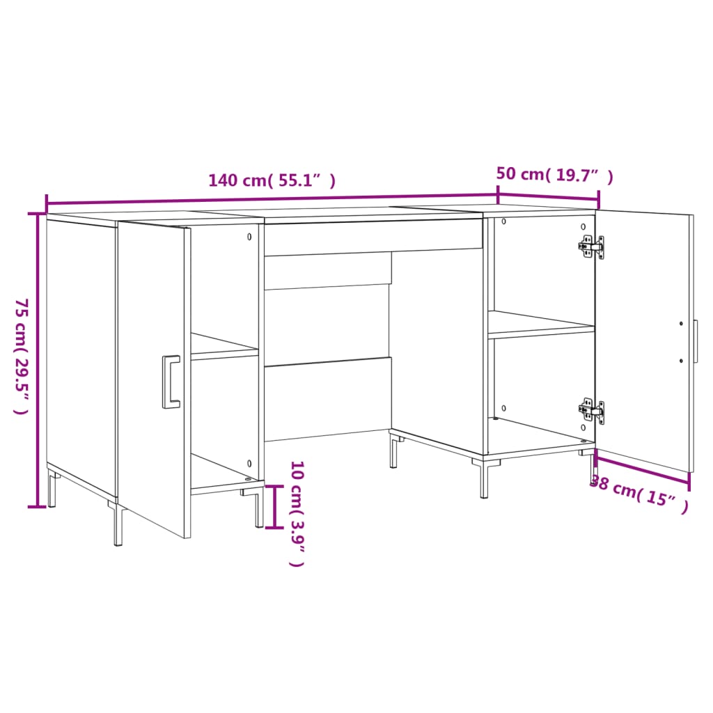 vidaXL Pisalna miza betonsko siva 140x50x75 cm inženirski les