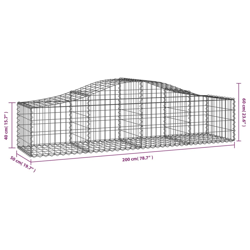 vidaXL Obokane gabion košare 30 kosov 200x50x40/60 cm pocinkano železo