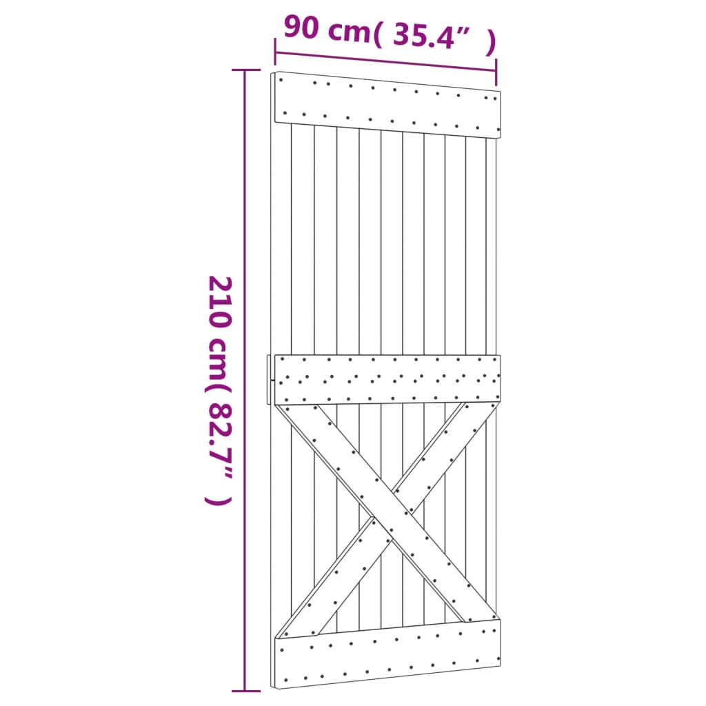 vidaXL Drsna vrata s kompletom vodil 90x210 cm trdna borovina