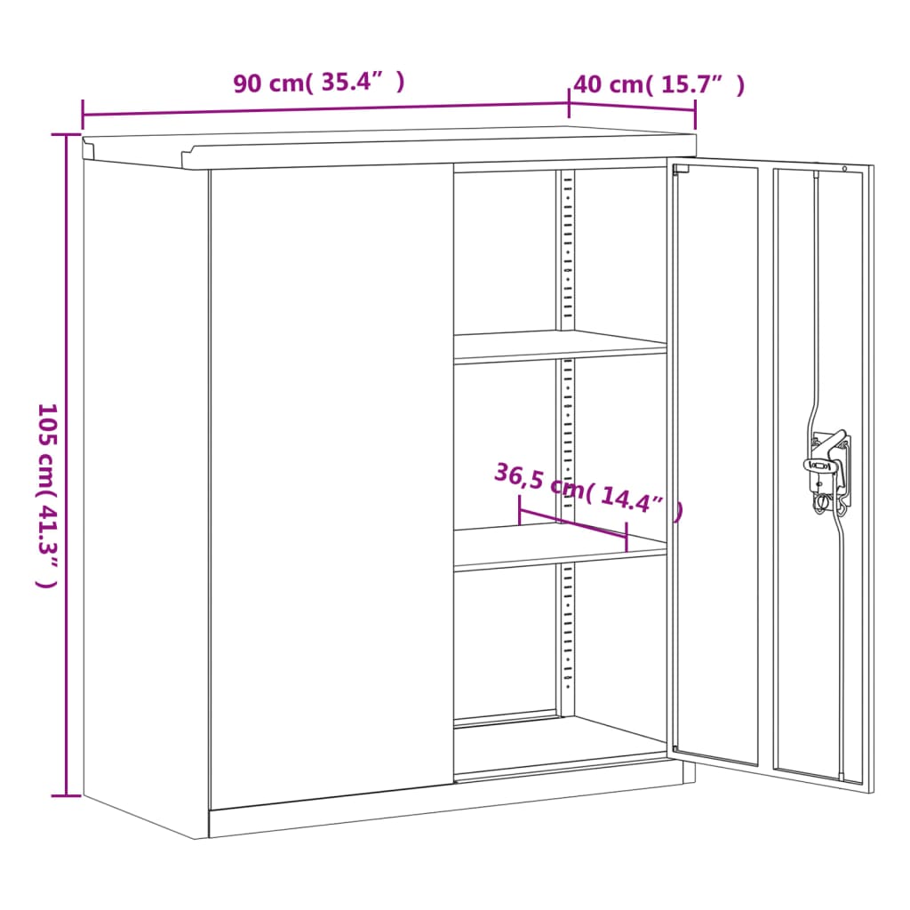 vidaXL Arhivska omara bela 90x40x145 cm jeklo