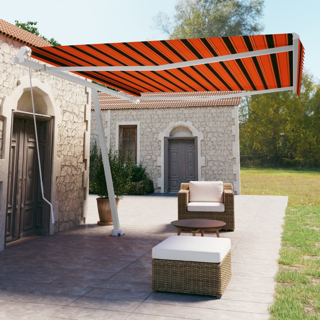 vidaXL Prostostoječa ročno zložljiva tenda 450x350 cm oranžna/rjava