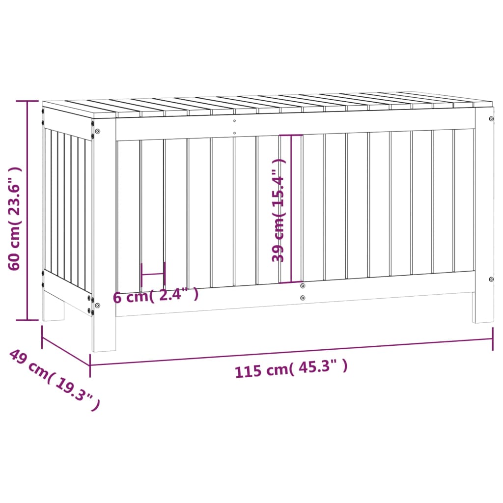 vidaXL Vrtna škatla siva 115x49x60 cm trdna borovina