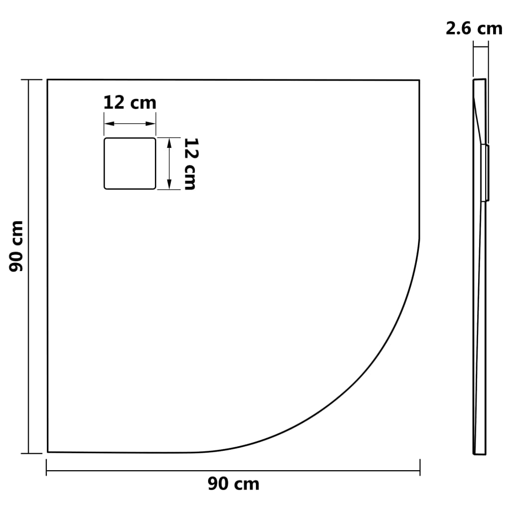 vidaXL Kad za tuš SMC rjava 90x90 cm