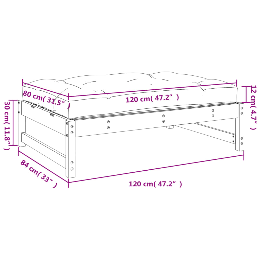 vidaXL Vrtni stolček za noge 120x80 cm trden les douglas