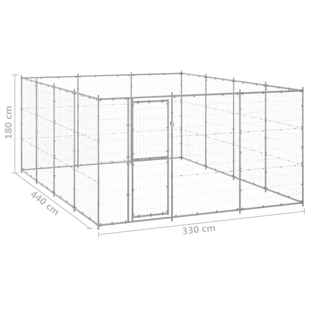 vidaXL Zunanji pasji boks pocinkano jeklo 14,52 m²