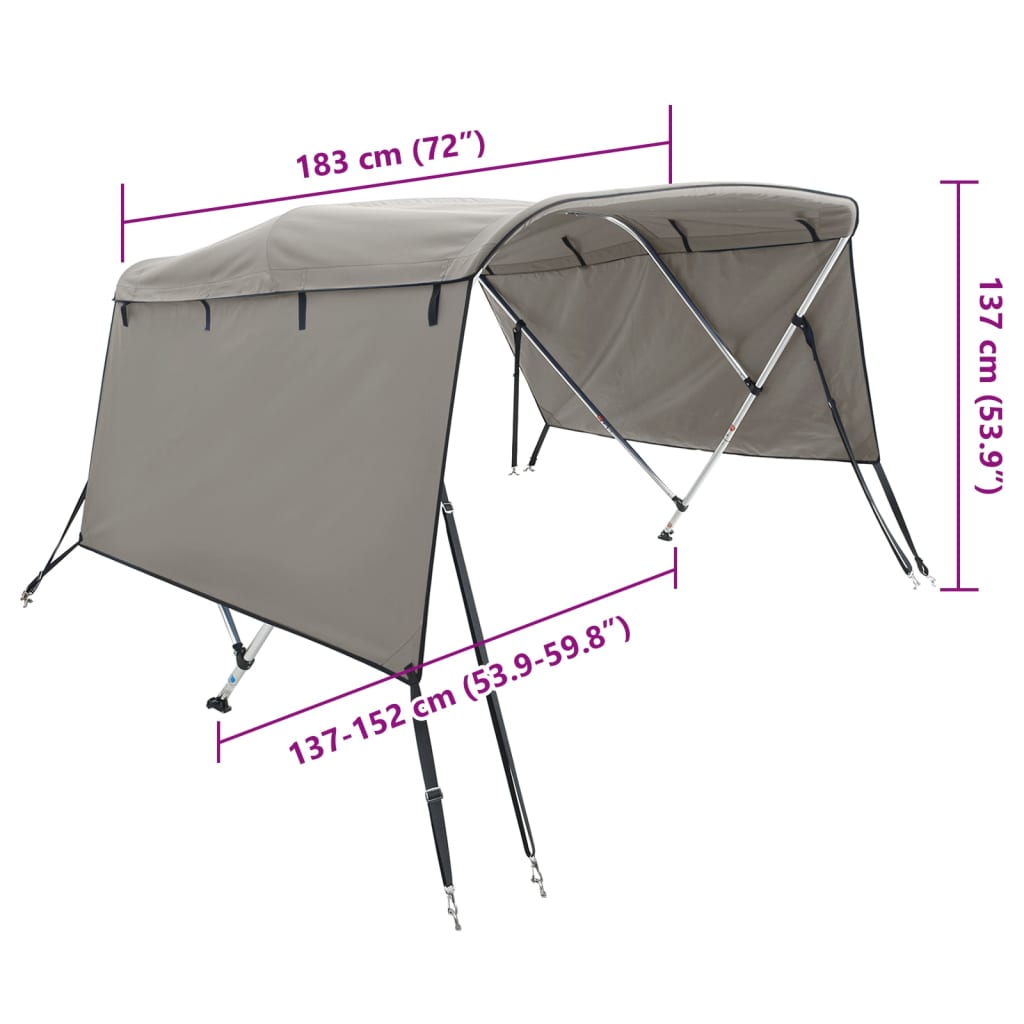 vidaXL Bimini tenda s 3 loki in stranicami 183x(137-152)x137 cm