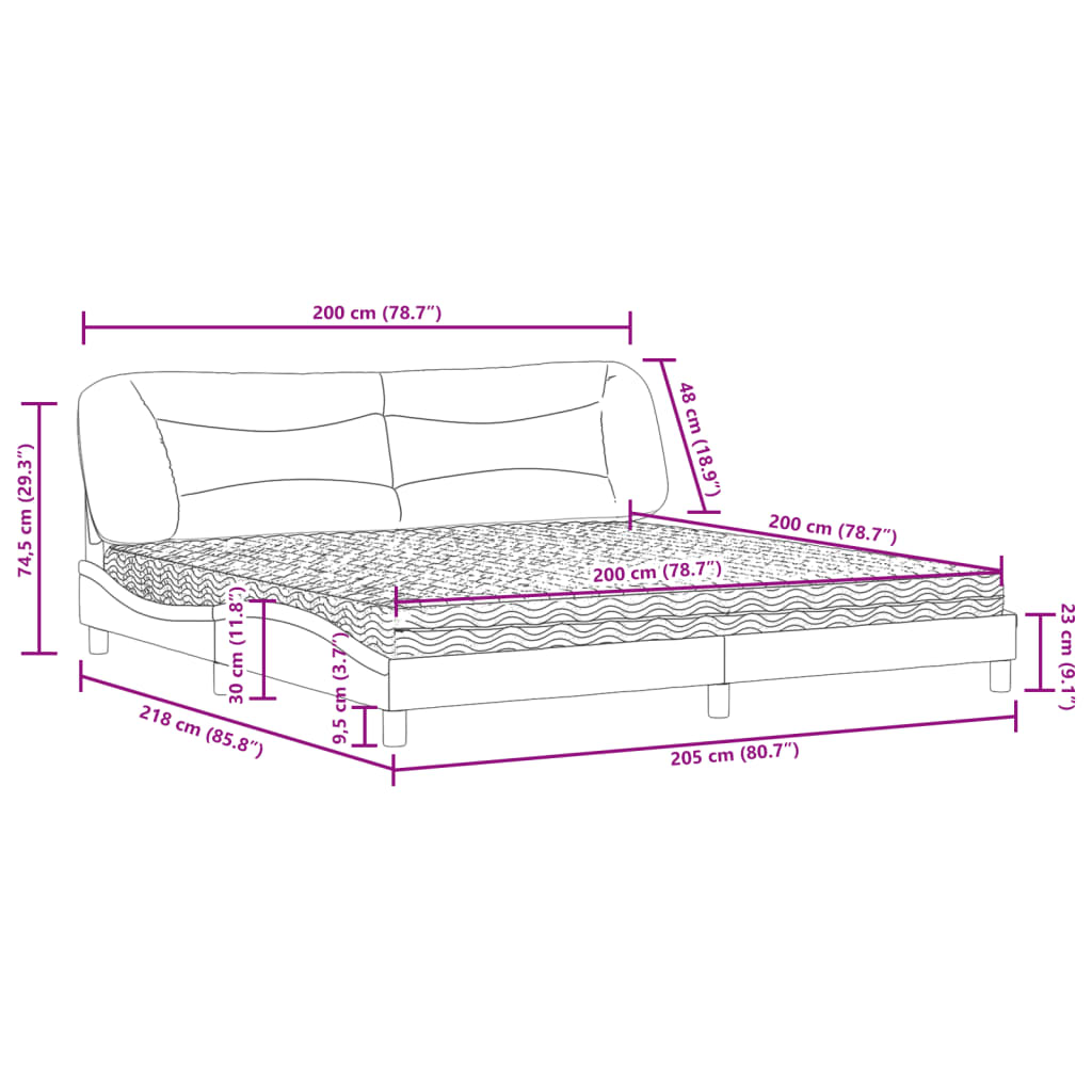 vidaXL Postelja z vzmetnico temno rjava 200x200 cm blago