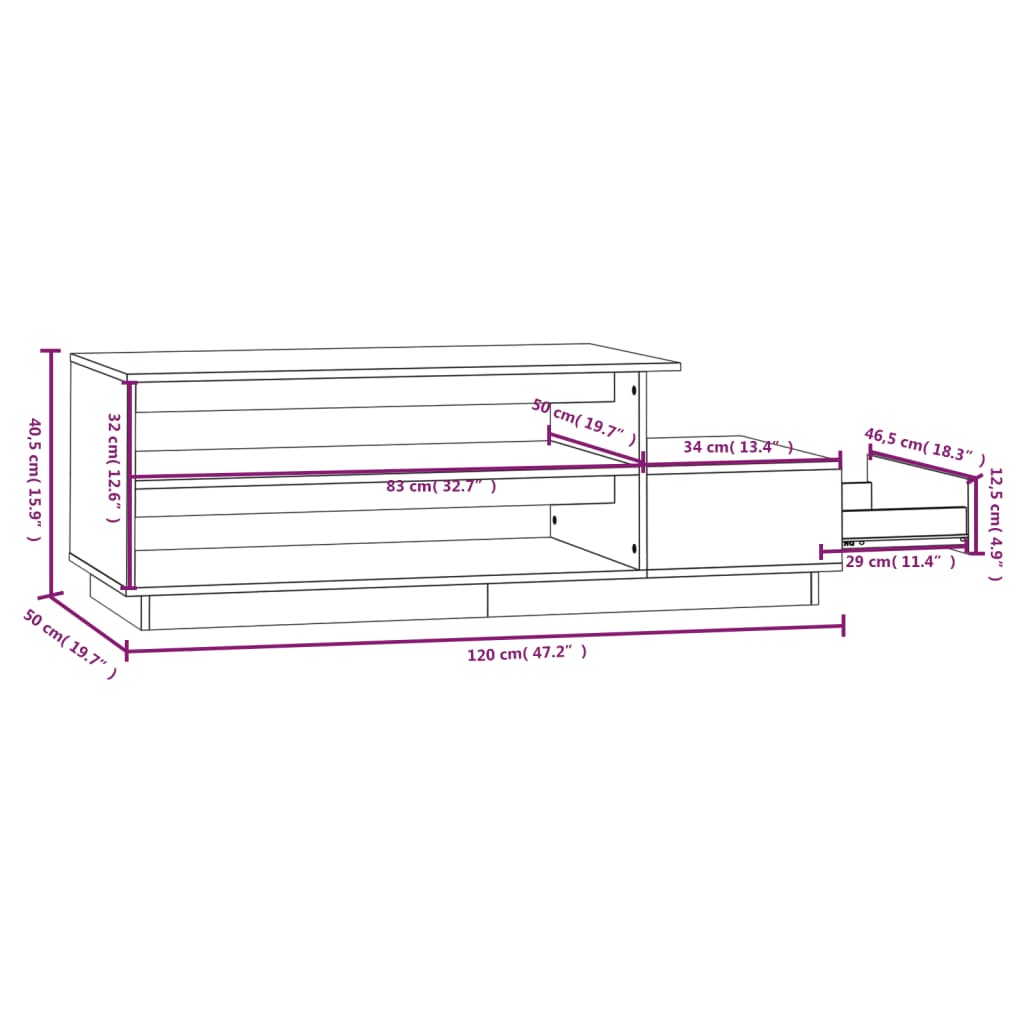 vidaXL Klubska mizica bela 120x50x40,5 cm trdna borovina