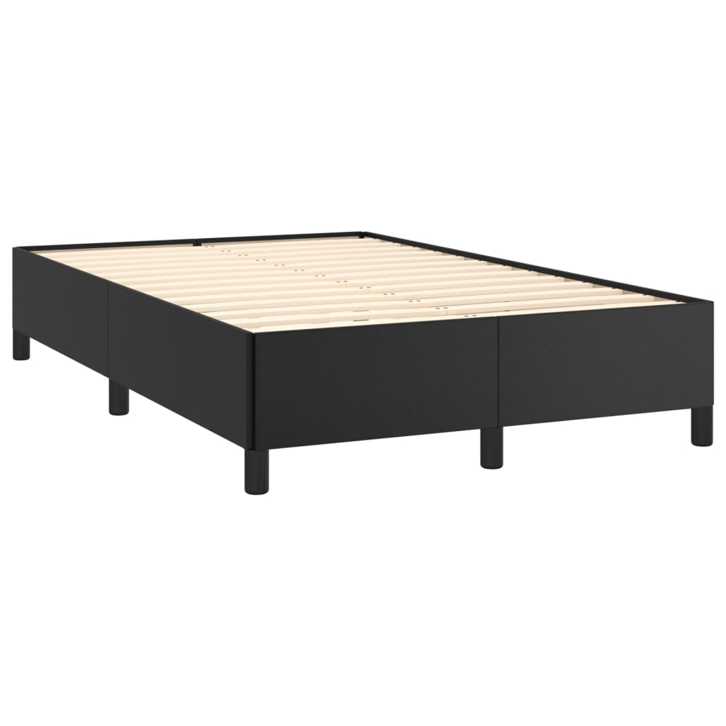 vidaXL Boxspring postelja z vzmetnico črna 120x190 cm umetno usnje