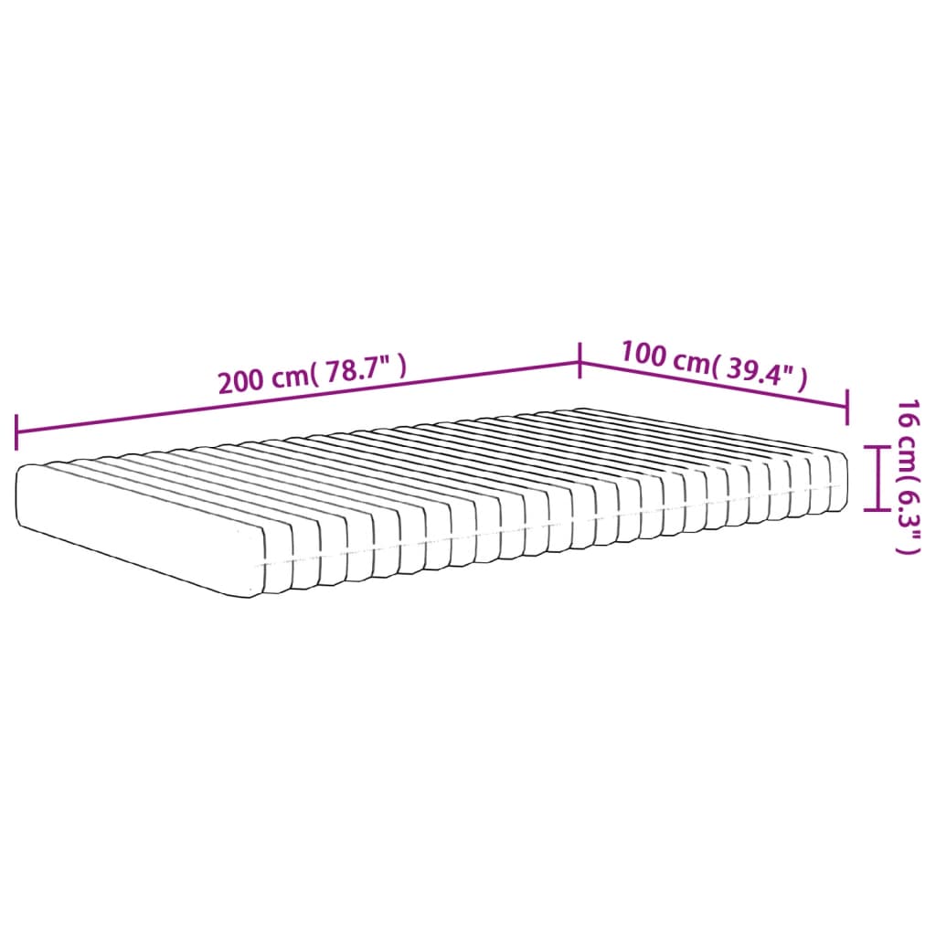 vidaXL Vzmetnica iz pene srednje mehka 100x200 cm