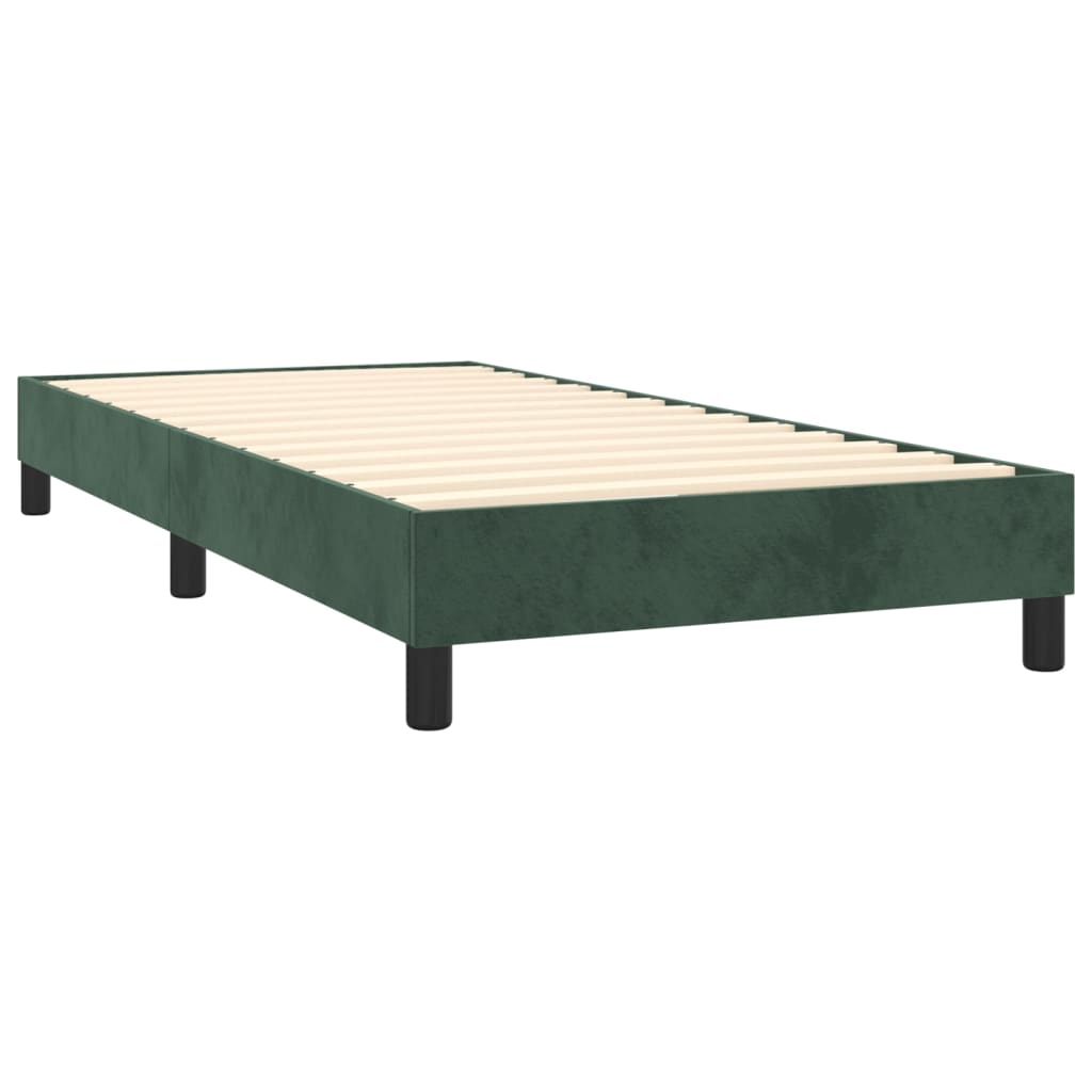 vidaXL Box spring postelja z vzmetnico temno zelena 90x200 cm žamet