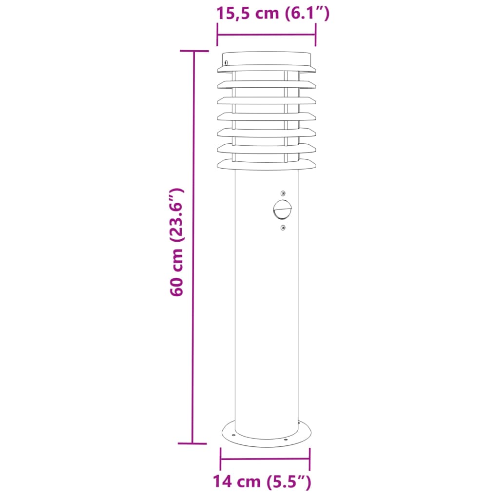 vidaXL Zunanja talna senzorska svetilka črna 60 cm nerjaveče jeklo