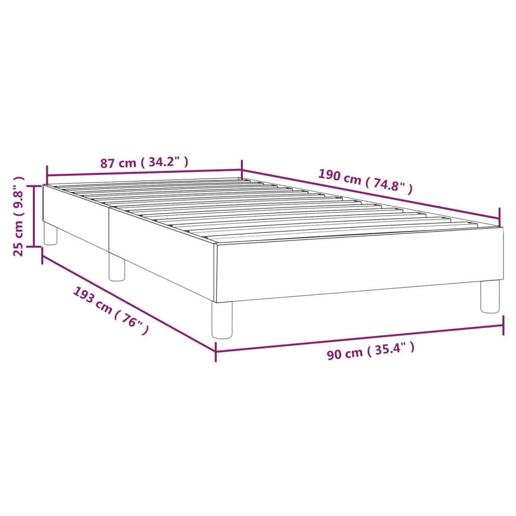 vidaXL Posteljni okvir siv 90x190 cm umetno usnje