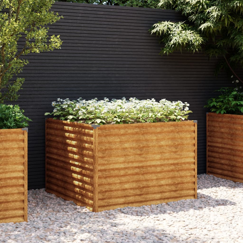 vidaXL Vrtna visoka greda 100x100x69 cm corten jeklo