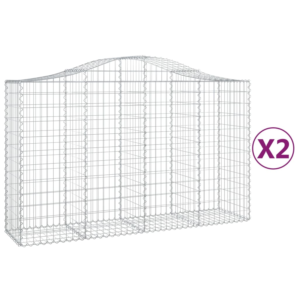 vidaXL Obokane gabion košare 2 kosa 200x50x120/140 cm pocinkano železo