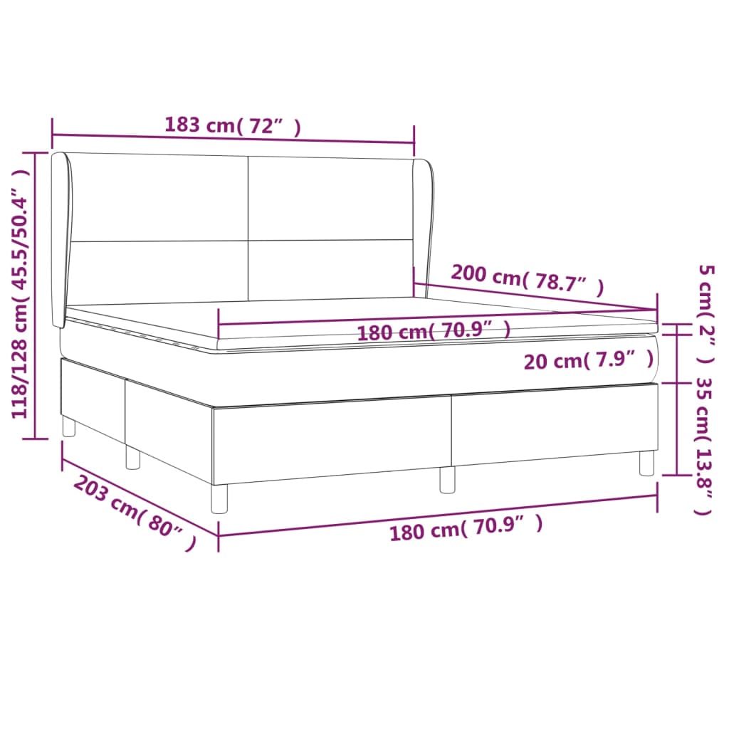 vidaXL Box spring postelja z vzmetnico črna 180x200 cm žamet