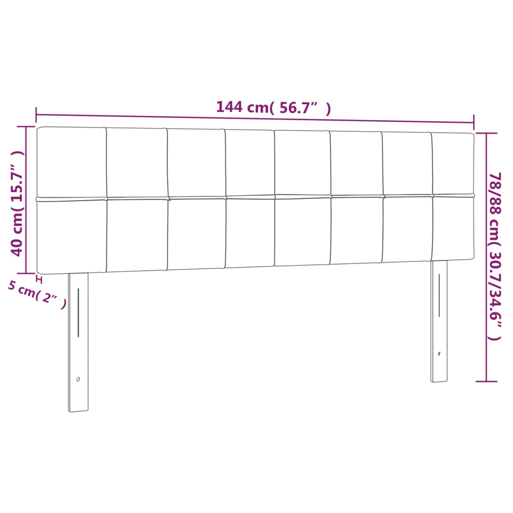 vidaXL LED posteljno vzglavje krem 144x5x78/88 cm blago