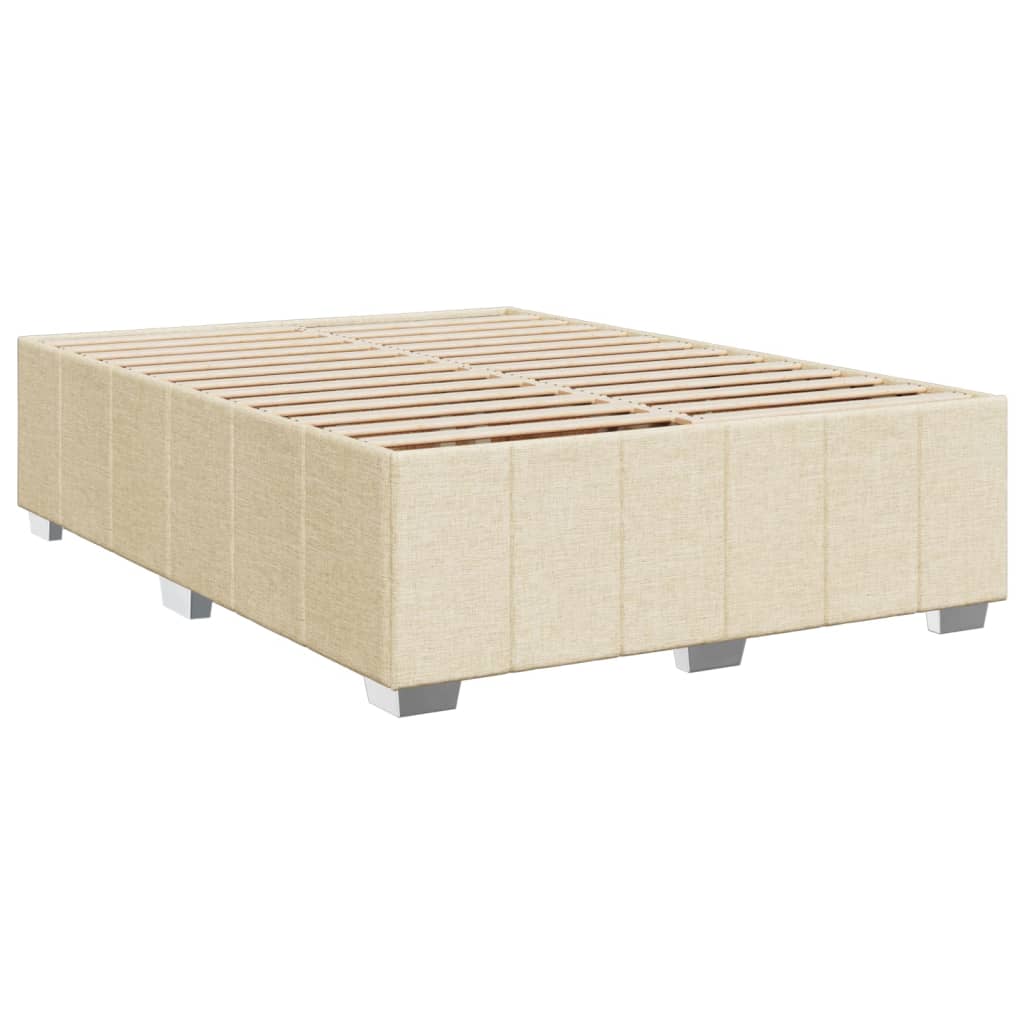 vidaXL Box spring postelja z vzmetnico krem 140x190 cm blago