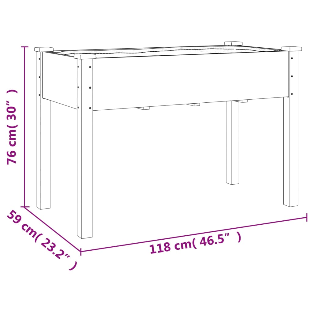 vidaXL Korito s podlogo 118x59x76 cm trden les jelke