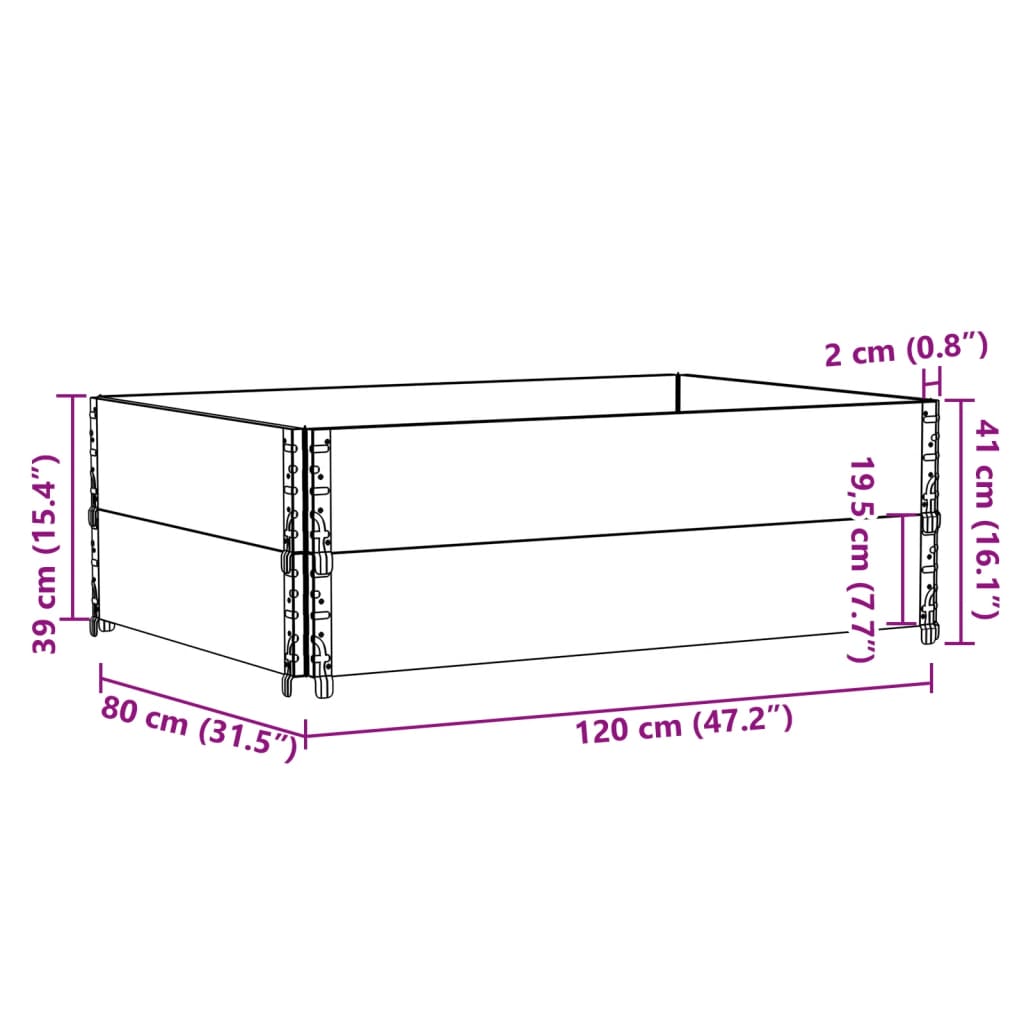 vidaXL Vrtno korito črno 120x80 cm trdna borovina