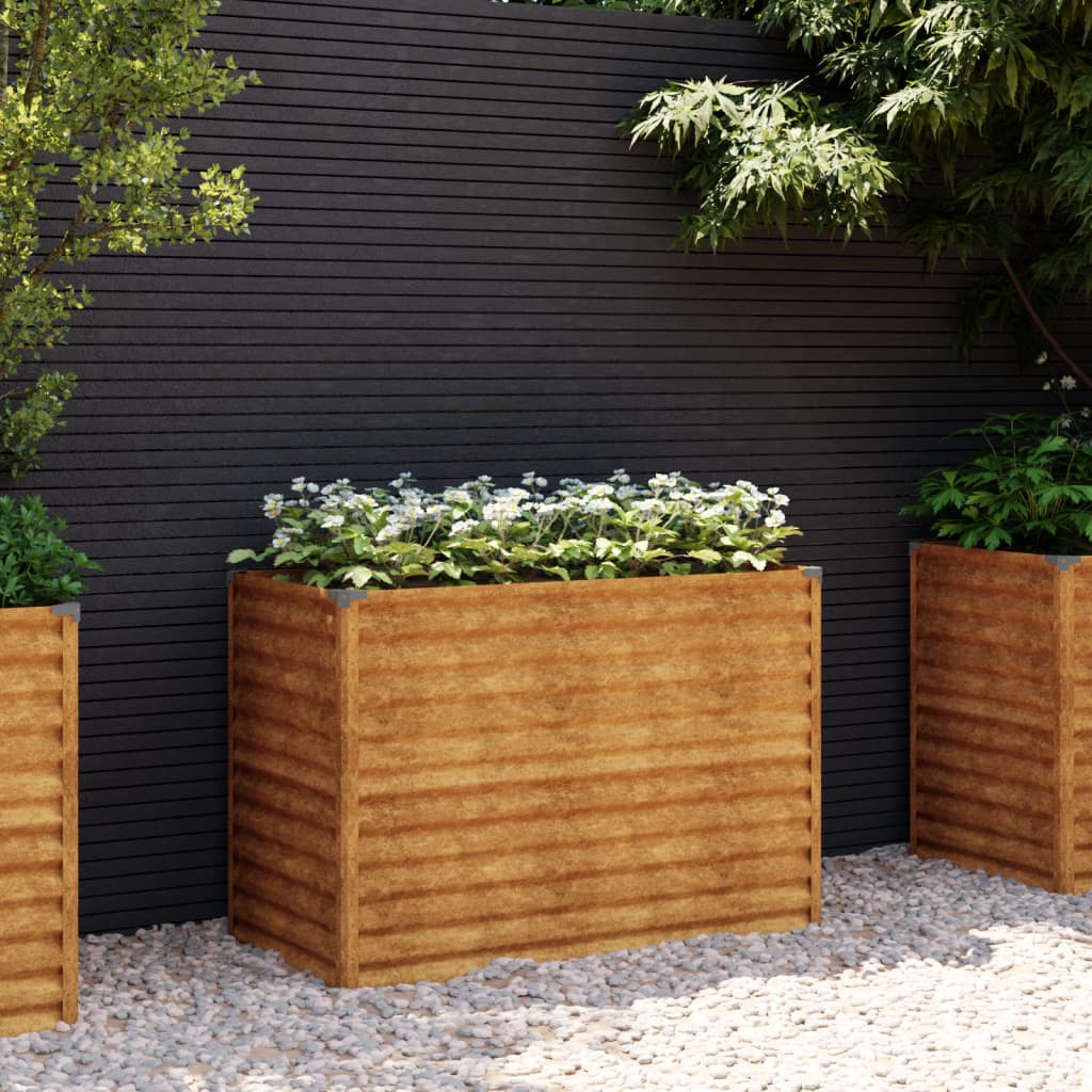 vidaXL Vrtna visoka greda 100x50x69 cm corten jeklo