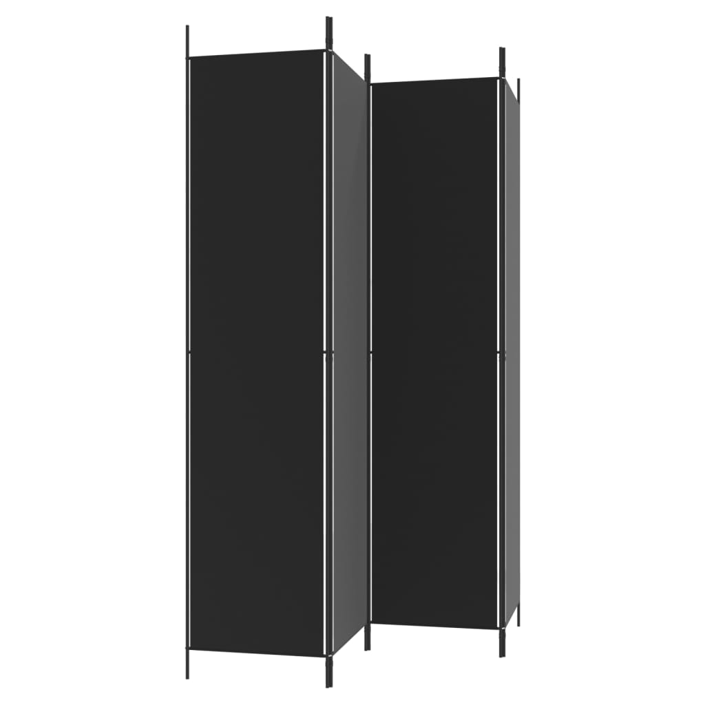 vidaXL Paravan 4-delni 200x220 cm črno blago