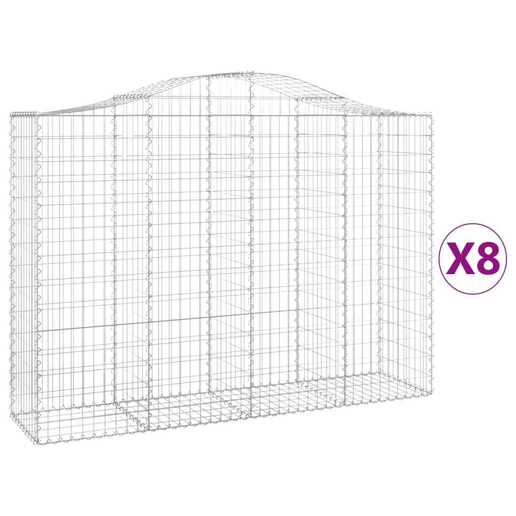 vidaXL Obokane gabion košare 8 kosov 200x50x140/160cm pocinkano železo