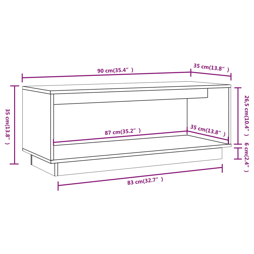 vidaXL TV omarica siva 90x35x35 cm trdna borovina