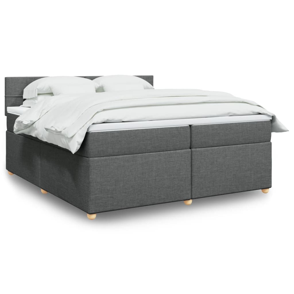 vidaXL Box spring postelja z vzmetnico temno siva 200x200 cm blago