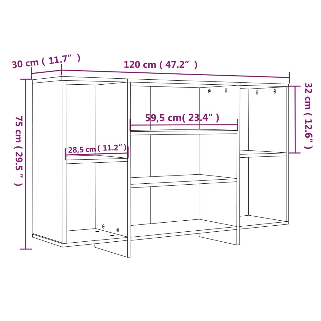 vidaXL Komoda črna 120x30x75 cm iverna plošča