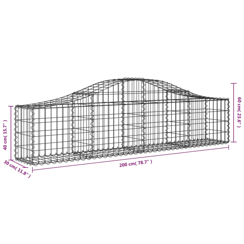 vidaXL Obokane gabion košare 7 kosov 200x30x40/60 cm pocinkano železo