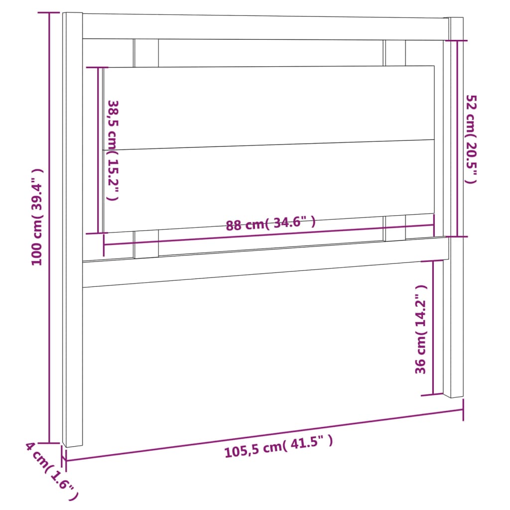 vidaXL Posteljno vzglavje sivo 105,5x4x100 cm trdna borovina