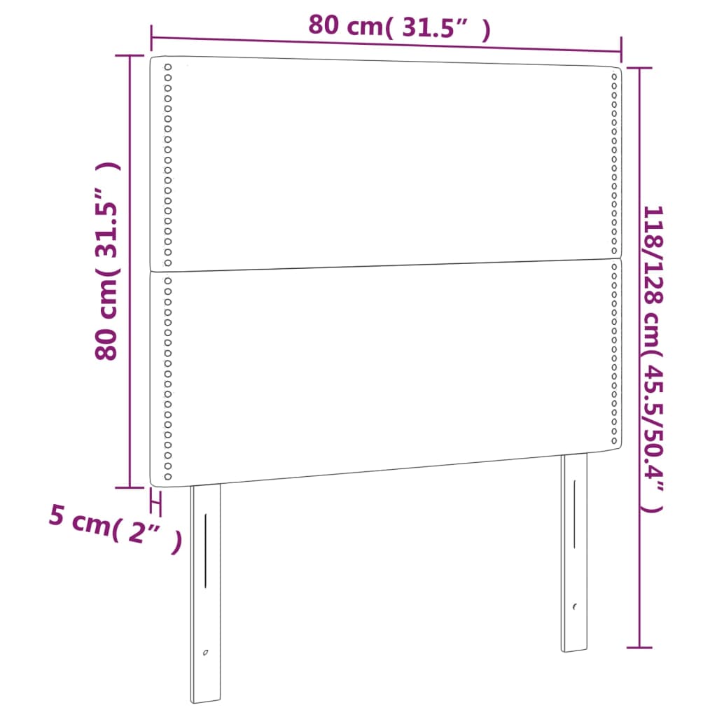 vidaXL Posteljno vzglavje 2 kosa temno modro 80x5x78/88 cm žamet