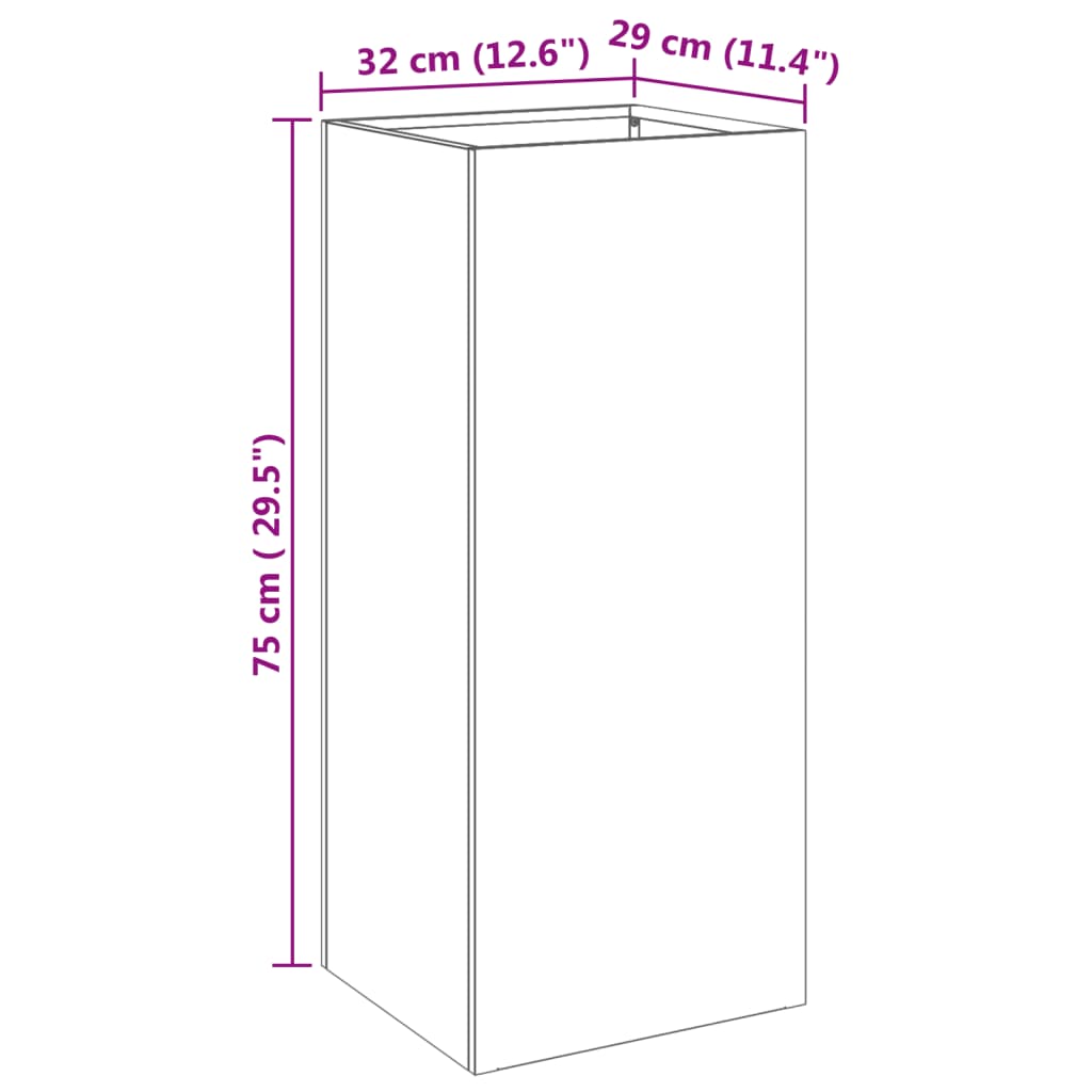 vidaXL Cvetlično korito srebrno 32x29x75 cm nerjaveče jeklo