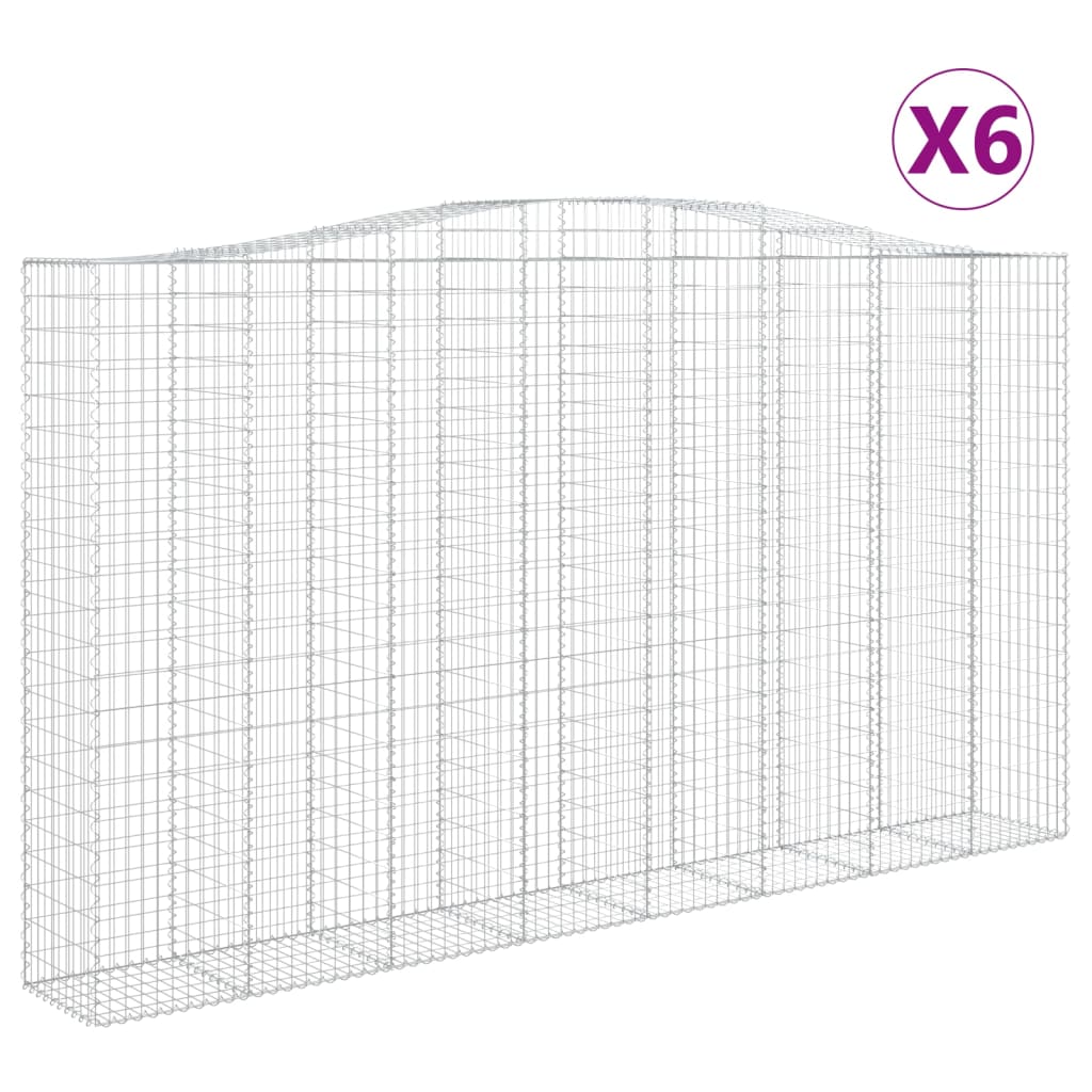 vidaXL Obokane gabion košare 6 kosa 400x50x220/240 cm pocinkano železo