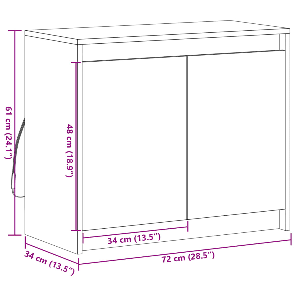 vidaXL Komoda z LED rjavi hrast 72x34x61 cm inženirski les