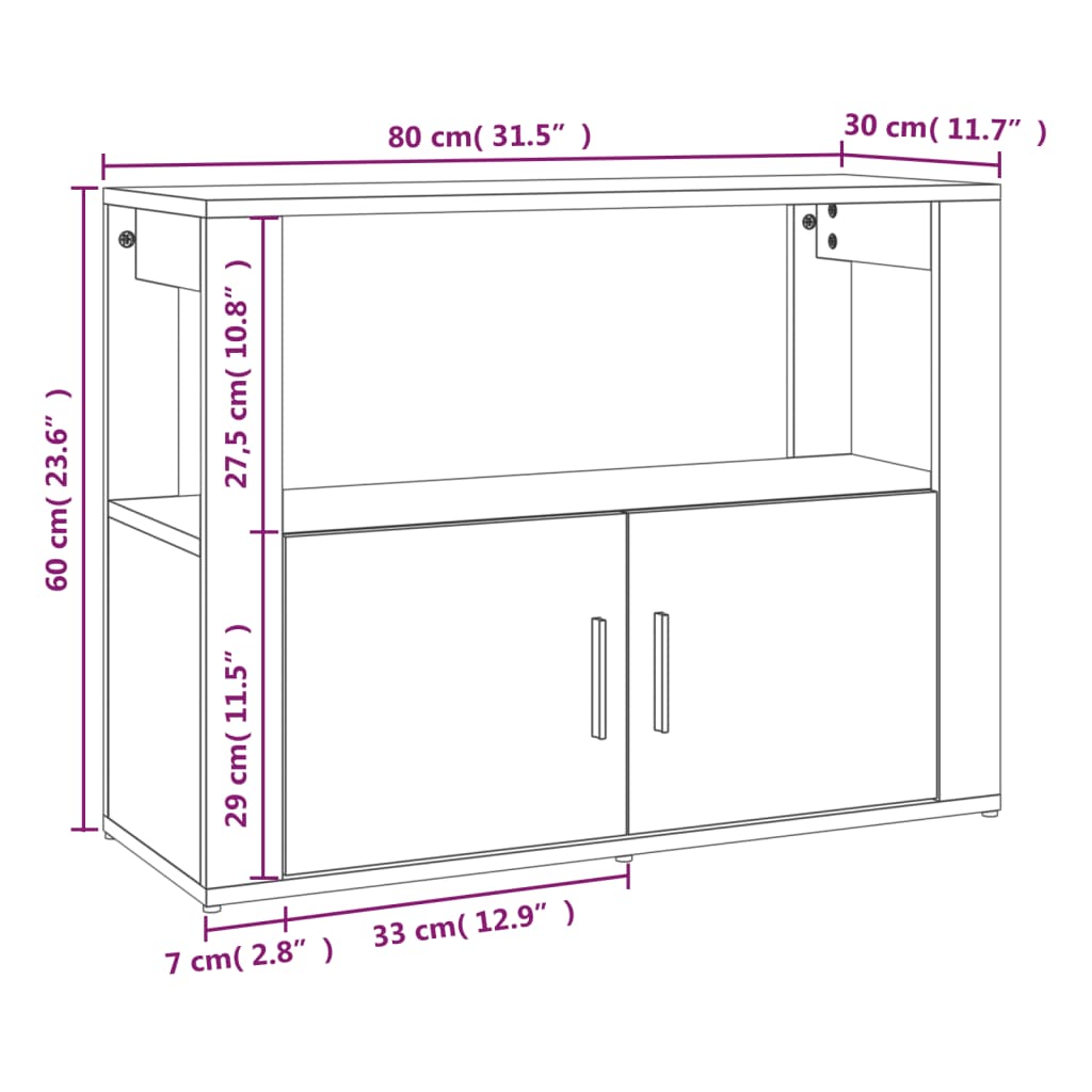 vidaXL Komoda črna 80x30x60 cm inženirski les